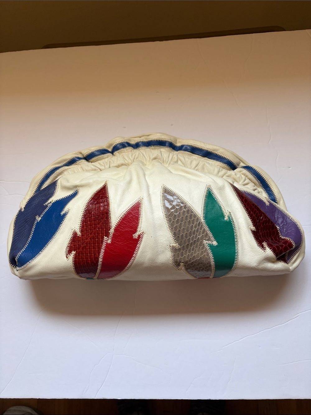 Vintage  7  Seven Handbag by Dimitri Multicolor Leaf   Insert Clutch Handbag EC